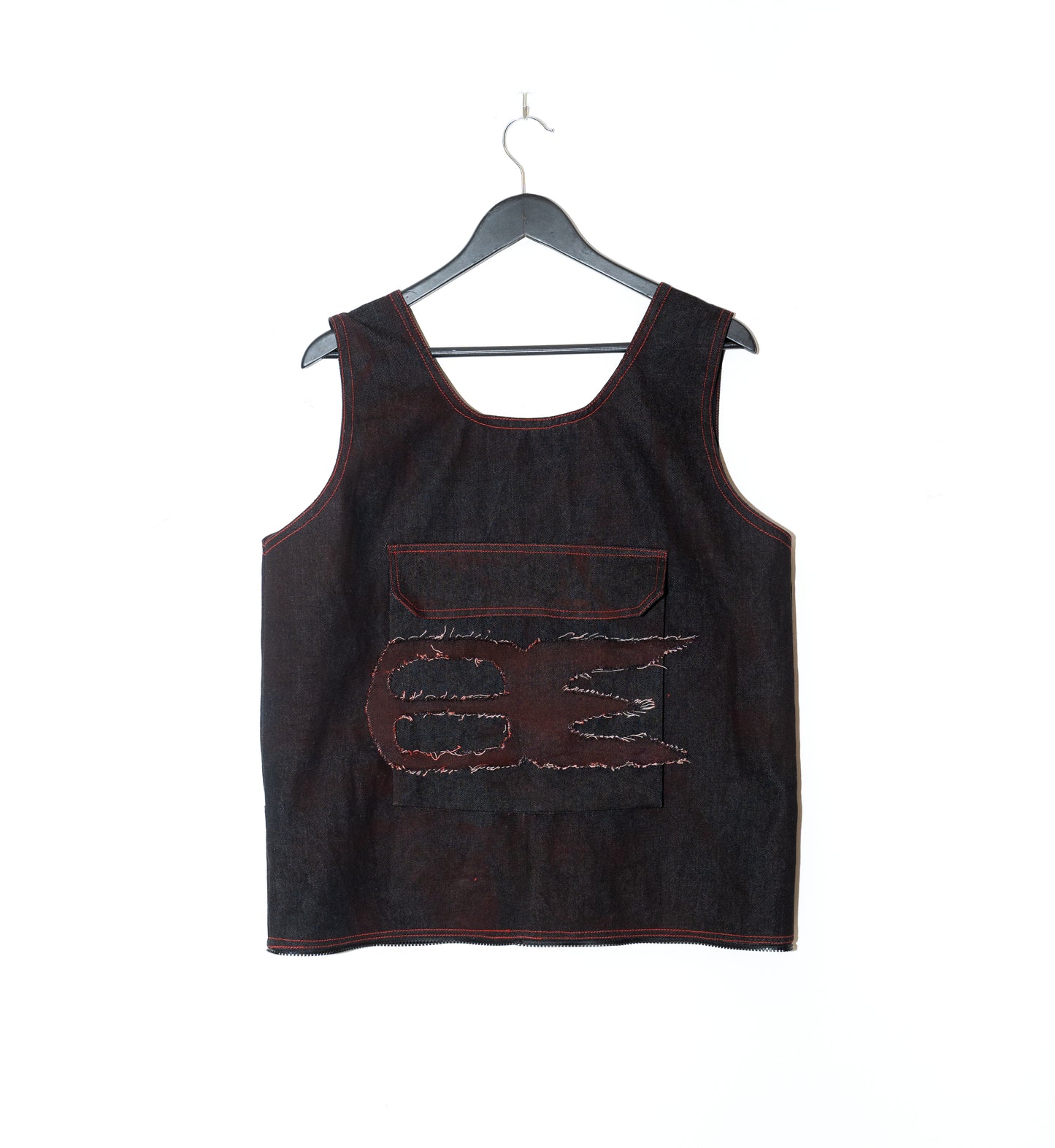 Chaleco tote de mezclilla rojo