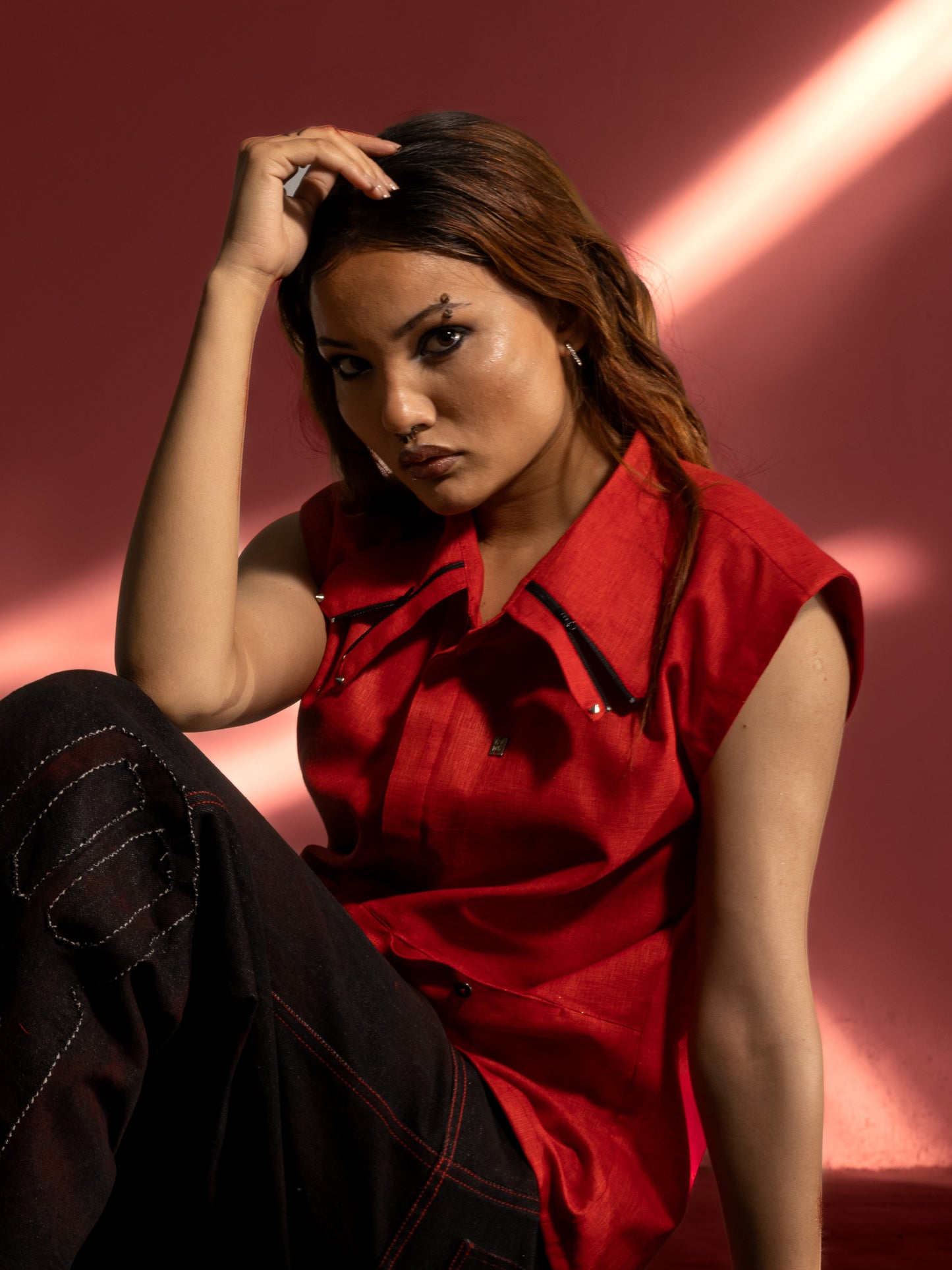 Linen Cut Sleeves - Red