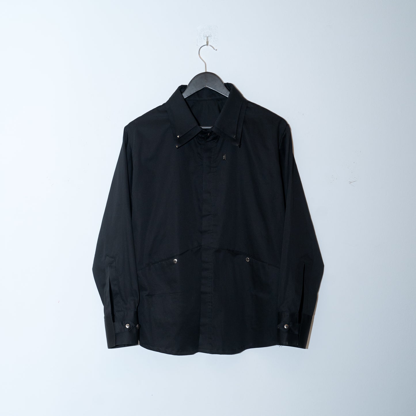 Camisa de satén de algodón - Negra
