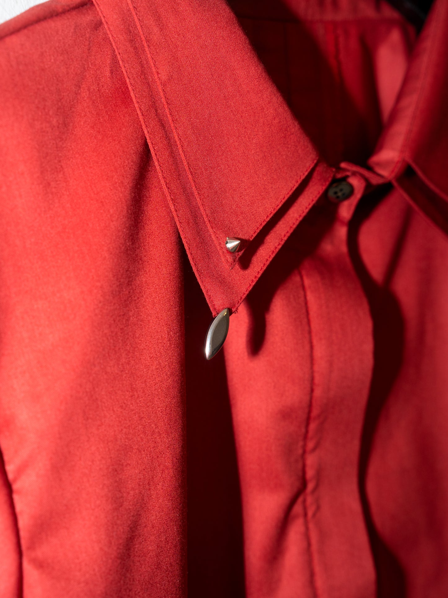 Camisa de satén de algodón - Roja