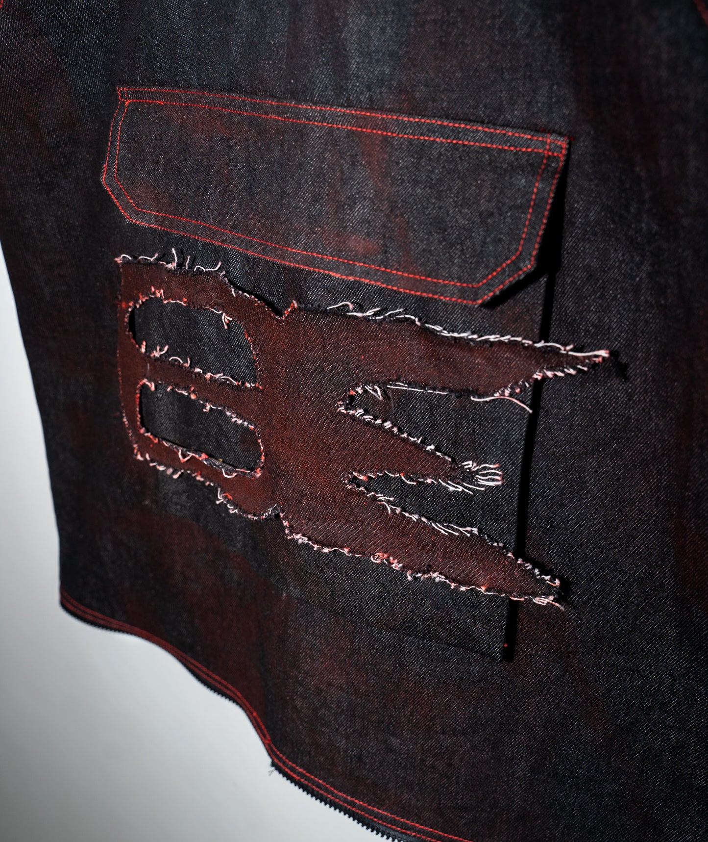 Chaleco tote de mezclilla rojo