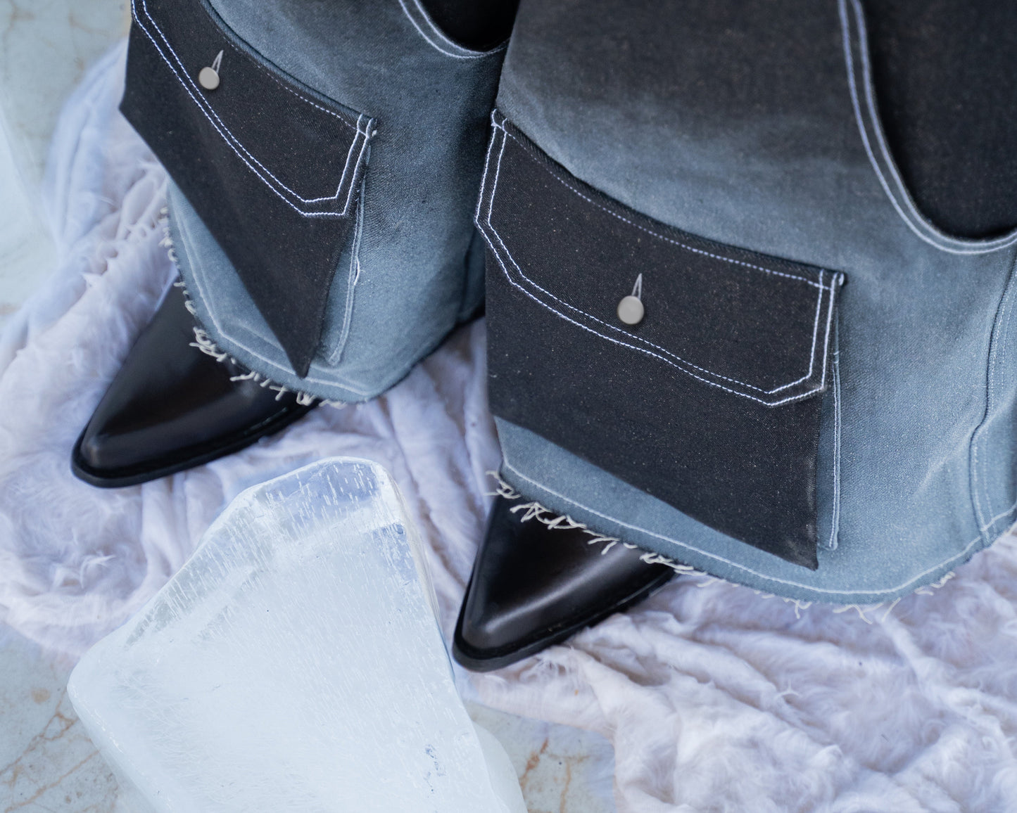 Frosted Convertible Jeans- Black