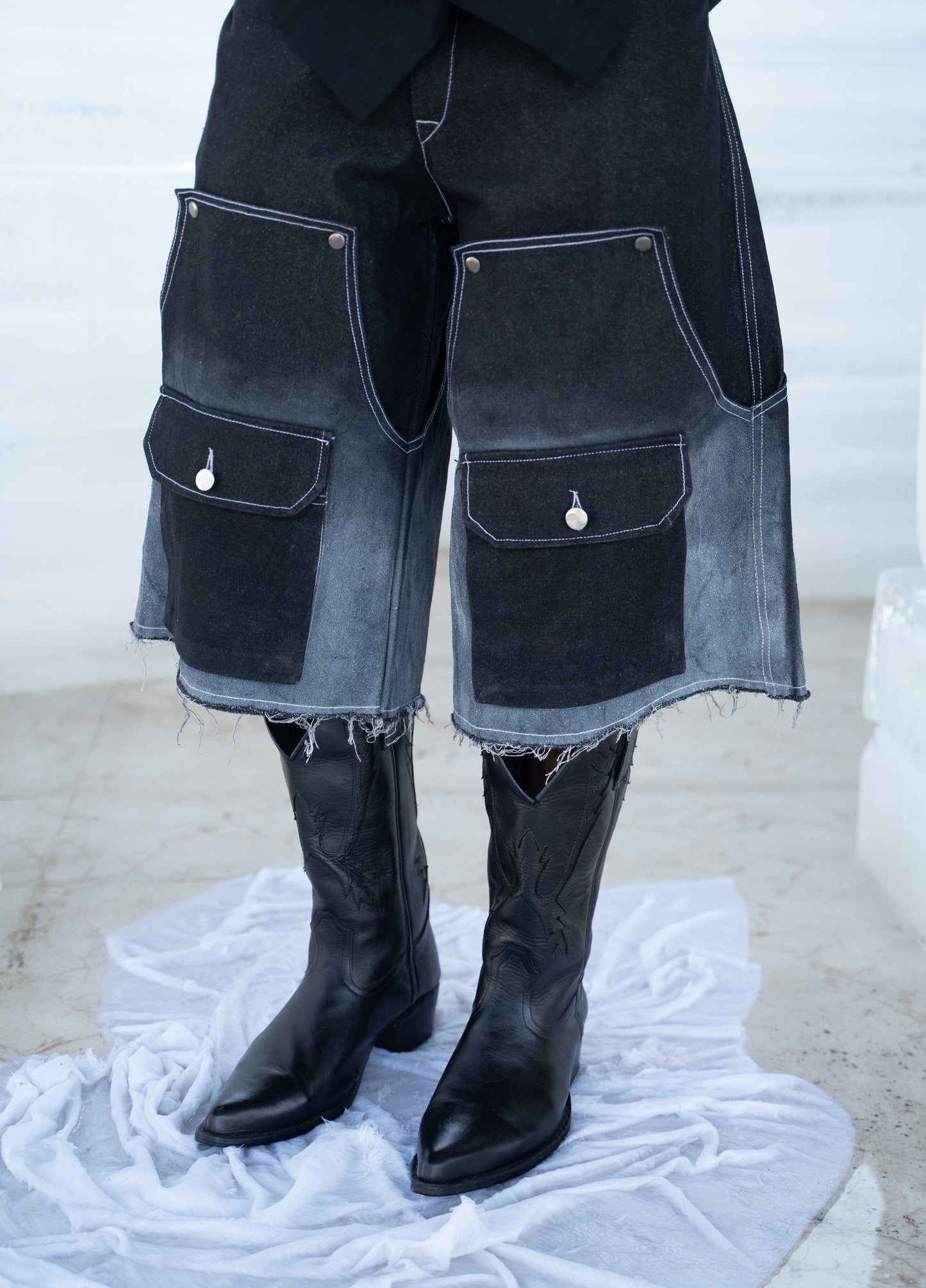 Frosted Convertible Jeans- Black