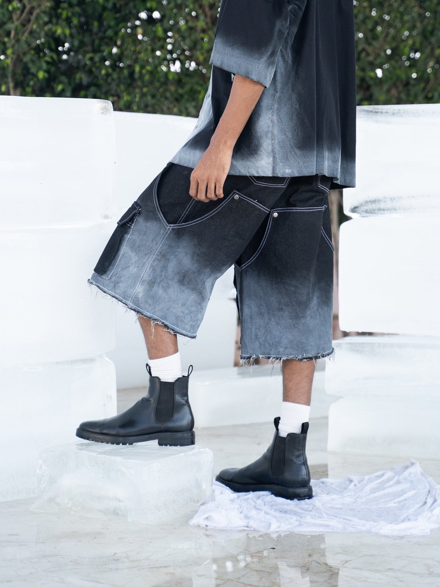 Frosted Convertible Jeans- Black