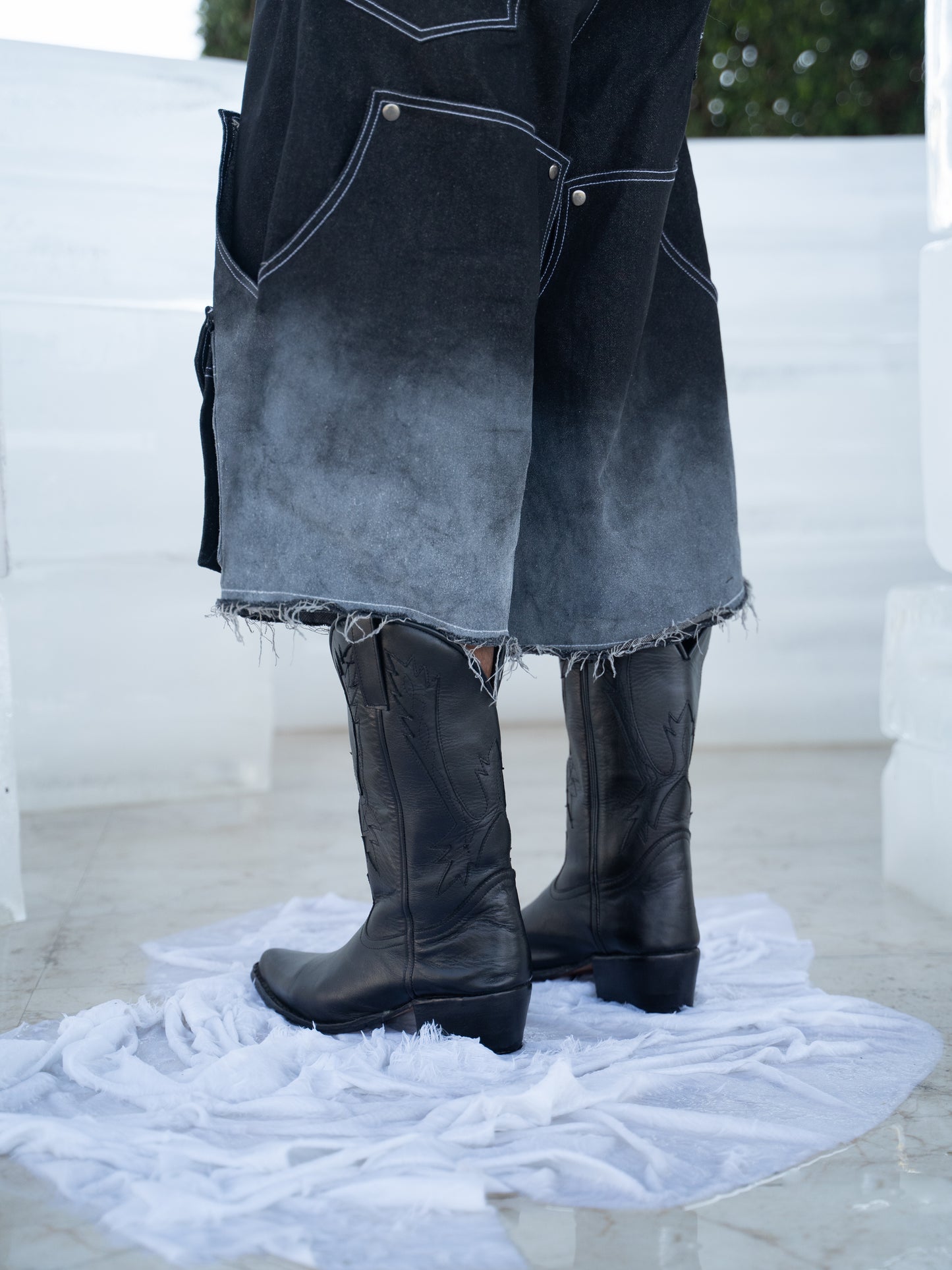 Frosted Convertible Jeans- Black