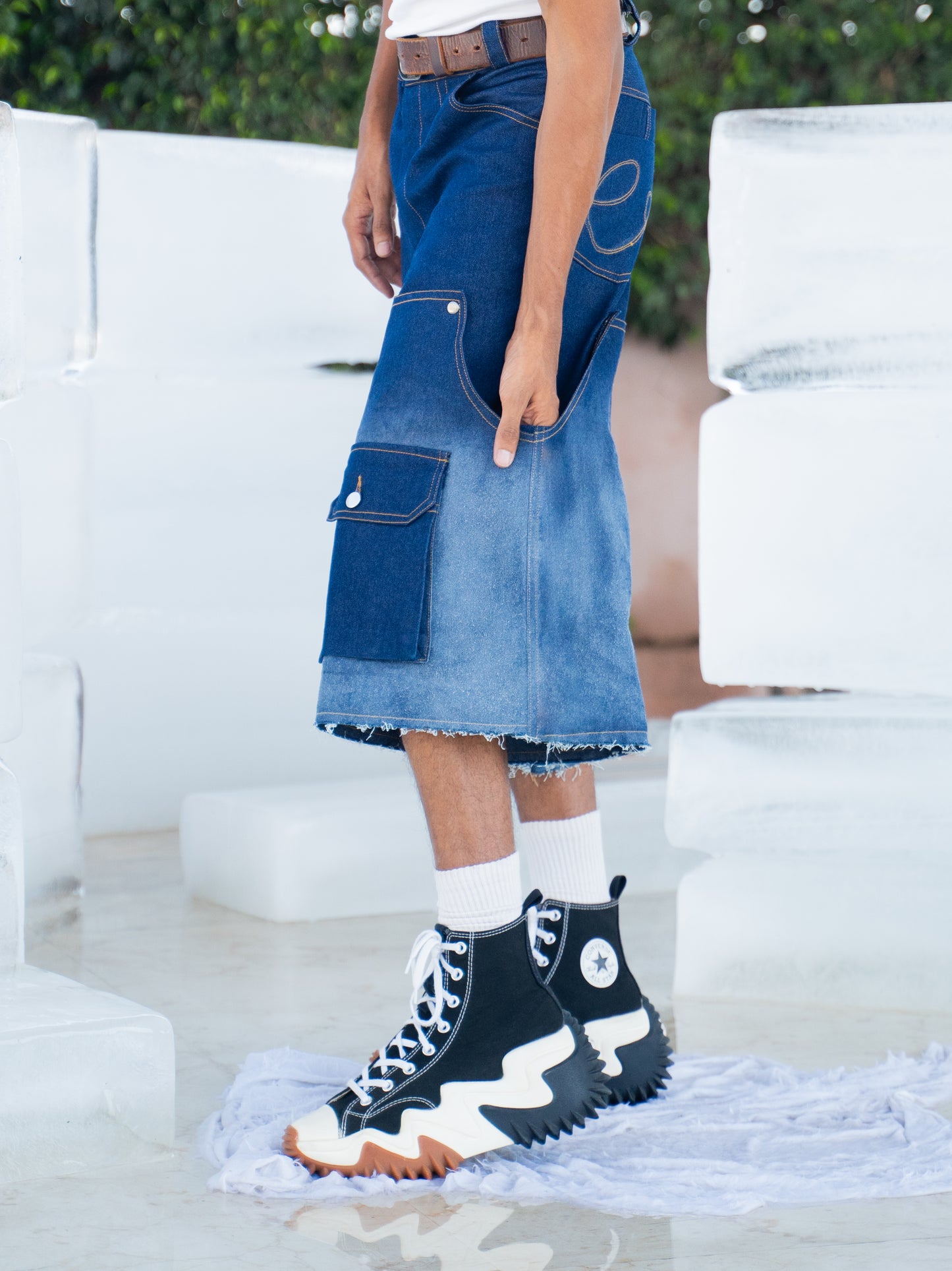 Frosted Convertible Jeans- Blue