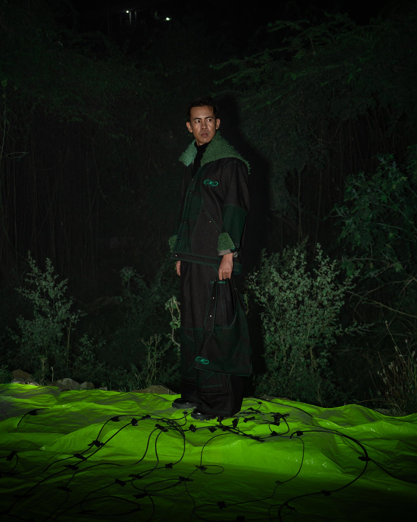 Panelled Green Denim Jacket