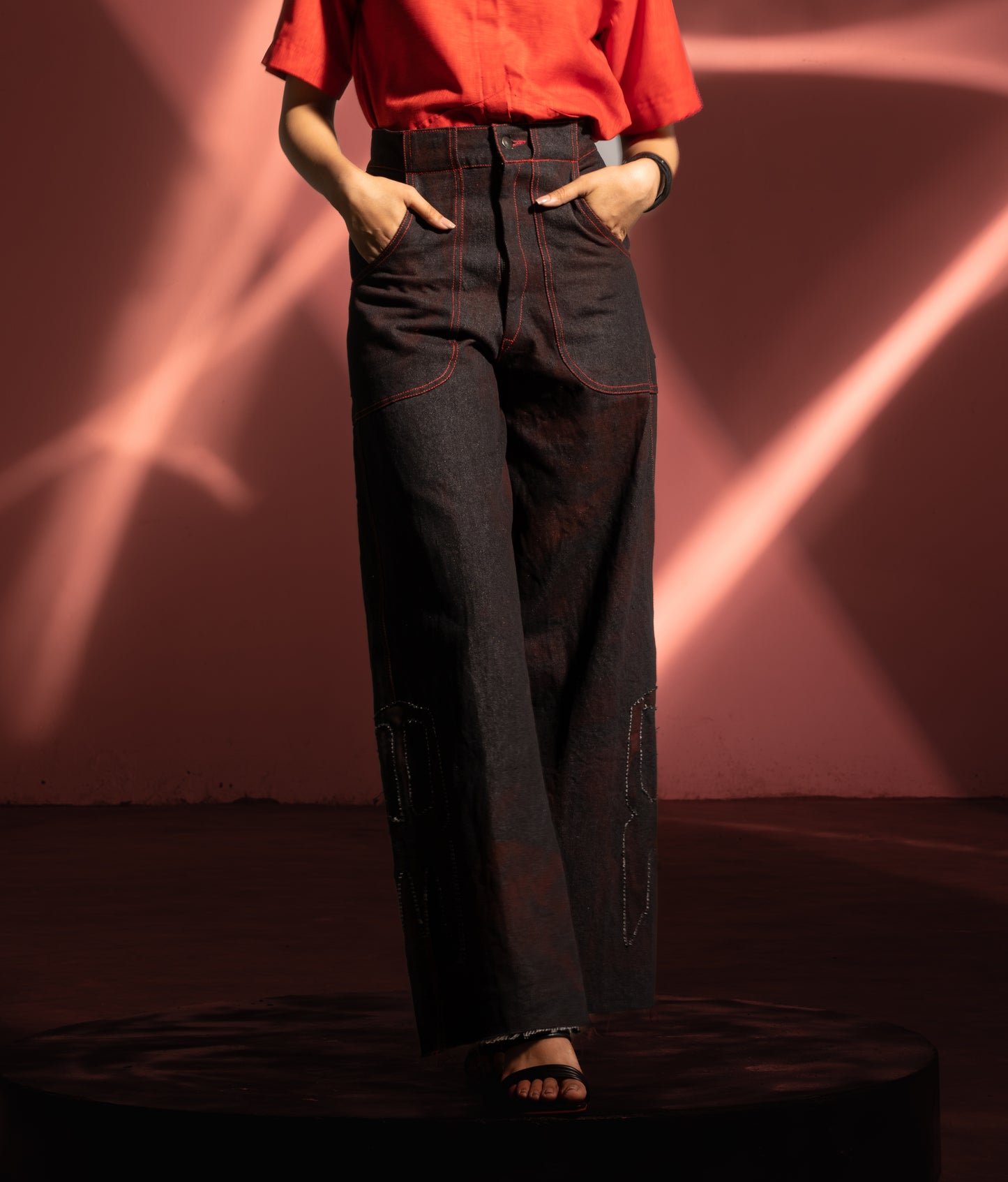 Red Denim Pants