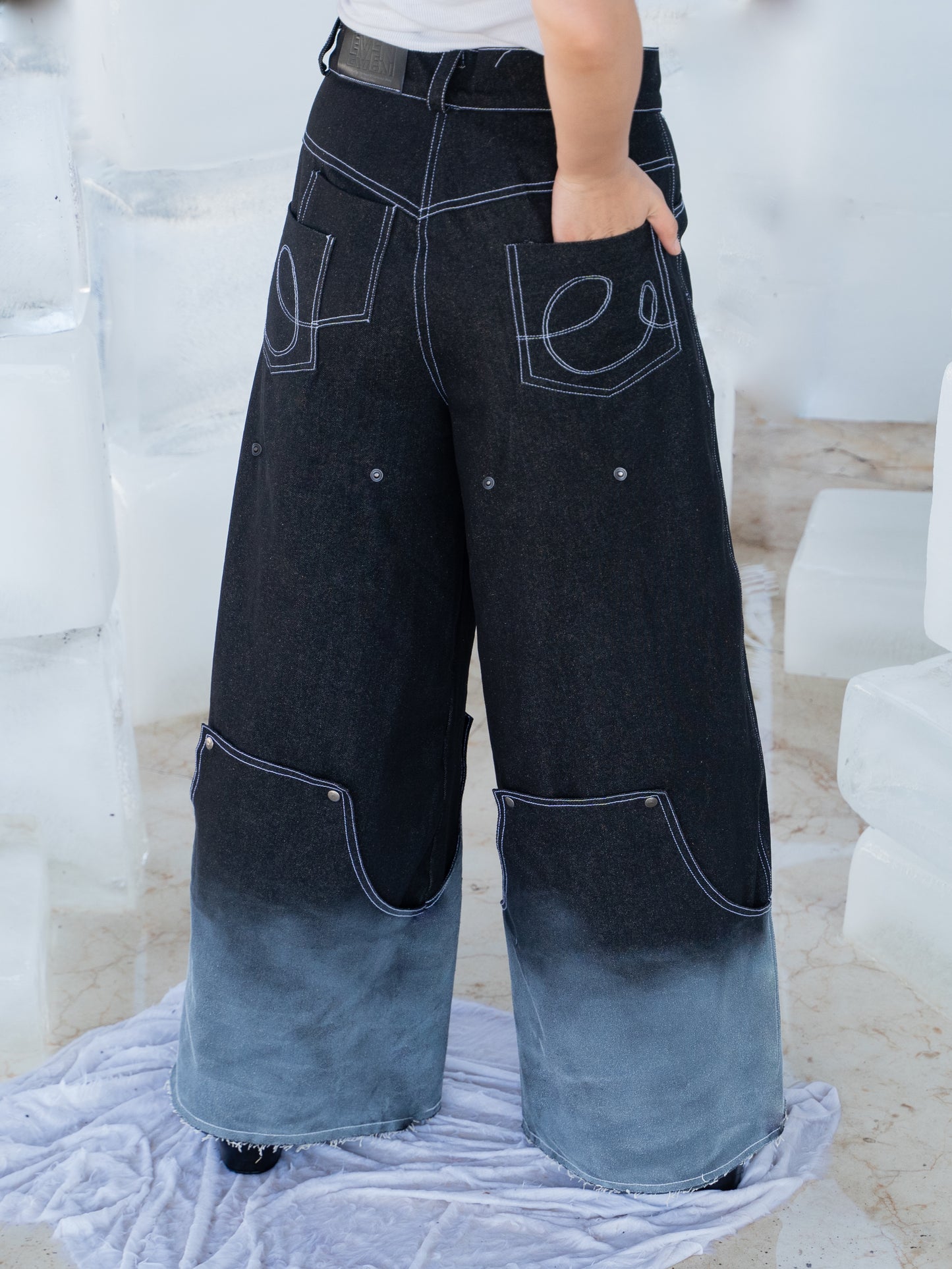 Frosted Convertible Jeans- Black