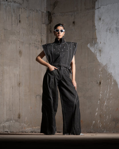 Saiyan Embellished Denim Vest