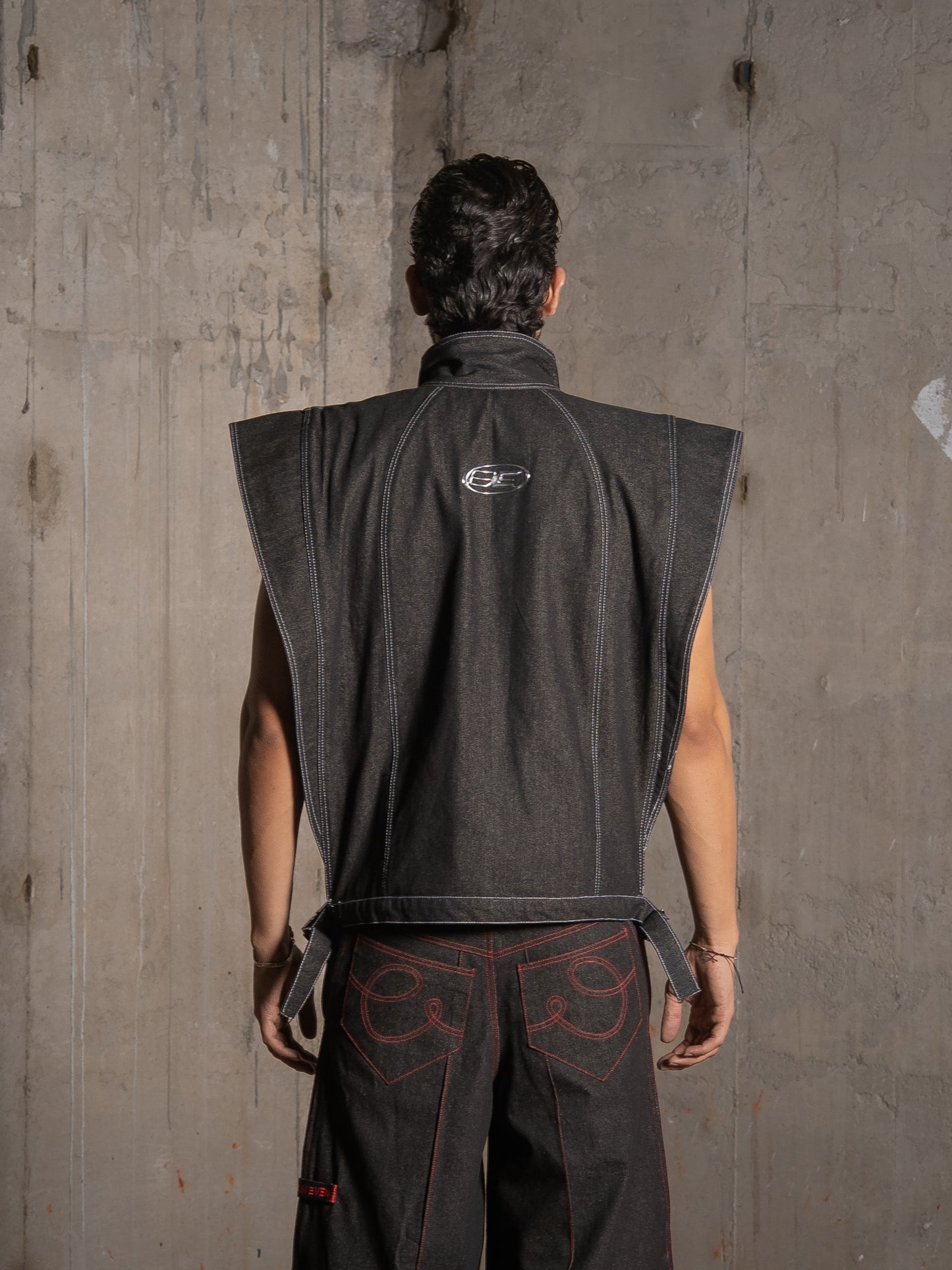 Saiyan Embellished Denim Vest