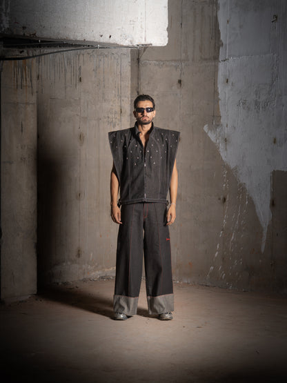 Saiyan Embellished Denim Vest