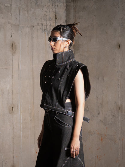 Saiyan Embellished Denim Vest