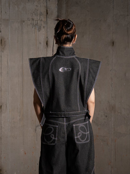 Saiyan Embellished Denim Vest