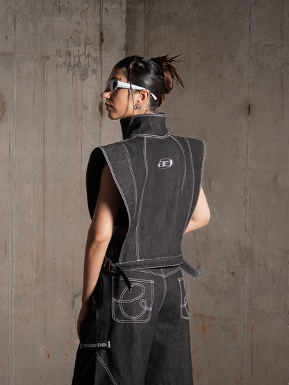 Saiyan Embellished Denim Vest