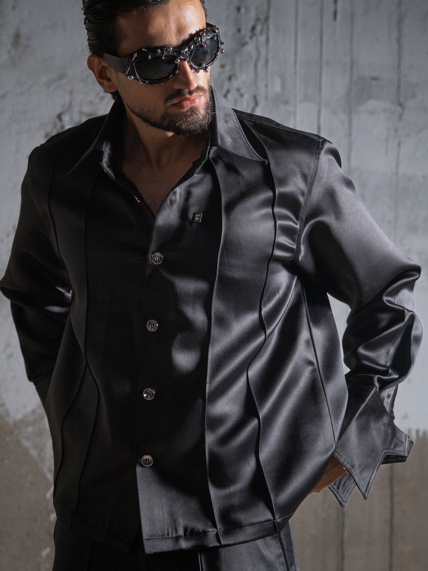 Noir Satin Shirt